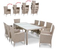 Conjunto de muebles 1 mesa 8 sillas poliratán gris beige