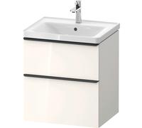 Conjunto de muebles D-Neo, lavabo con mueble bajo, colgado en la pared, 600 x 480 x 790 mm, asa en negro diamante, DE0147022220000, Color: Decoración blanca de alto brillo