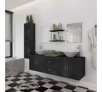 vidaXL Set Muebles para Baño con Lavabo y Grifo Incluido Pack 11 Piezas Negro