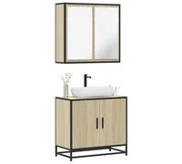 Conjunto de Muebles de Baño de 2 Piezas en Madera de Roble Sonoma, Mueble Auxiliar para Baño, Armario Multiusos, Con Cajoneras, Apto para Baño y Dormitorio, Color Roble Sonoma, 65 x 33 x 60 cm