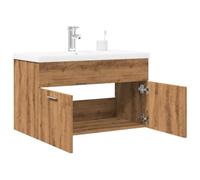 Conjunto de Muebles de Baño de 2 Piezas, Madera de Roble, Mueble Auxiliar de Baño, Armario con Lavabo, Requiere Montaje, Para Baño, Dormitorio y Vestidor, Color Roble Artisan, 80 x 38,5 x 46 cm