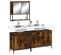 Conjunto de Muebles de Baño de 3 Piezas en Madera de Roble Ahumado, Armario Multiusos, Mueble de Lavabo, Cajoneras de Baño, Para Baño, Dormitorio y Oficina, Requiere Montaje, 80/60 x 30 x 60 cm
