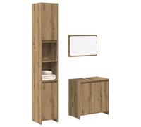 Conjunto de Muebles de Baño de 3 Piezas, Madera de Ingeniería, Diseño Elegante, Armario Multiusos, Mueble Auxiliar Baño, Cajoneras Baños, Para Baño y Oficina, Color Roble Artisan, 60 x 33 x 60 cm