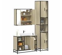 Conjunto de Muebles de Baño de 3 Piezas,Madera de Roble Sonoma,Diseño Industrial,Armario Multiusos,Mueble Auxiliar de Baño,Cajoneras de Baño,65 x 20 x 60 cm,80 x 33 x 60 cm,35 x 37,5 x 188,5 cm