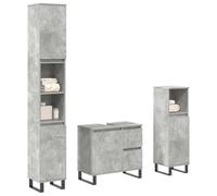 Conjunto de Muebles de Baño de 3 Piezas, Madera Gris Hormigón, Diseño Moderno, Armario Multiusos, Mueble de Baño, Cajoneras de Baño, Para Baño, Cocina y Oficina, Color Gris, 65 x 33 x 60 cm