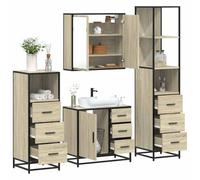Conjunto de Muebles de Baño de 4 Piezas, Material Madera Contrachapada, Diseño Moderno, Mueble Auxiliar de Baño, Armario Multiusos, Requiere Montaje, Para Baño y Vestidor,Roble Sonoma, 65 x 20 x 60 cm