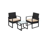 Conjunto de Muebles de Jardín 3 Piezas Negro y Beige