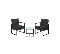 Conjunto de Muebles de Jardín 3 Piezas Ratán PE Negro