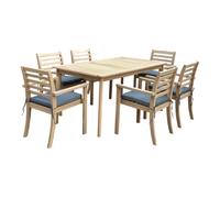 Conjunto de muebles de jardín acacia similan 6 plazas cojines grises