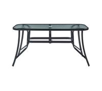 Conjunto de muebles de jardin aradeo 7 piezas acero/cristal - negro [casa.pro]