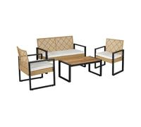 Conjunto de muebles de jardin calciano 4 piezas ratán - natural/negro [casa.pro] 44.5 cm
