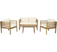 Conjunto de muebles de jardín de madera "beckham" con cojines - 4 plazas - beige