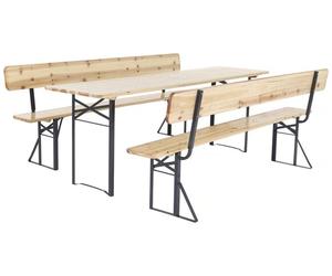 Conjunto de muebles de jardín de madera "lisboa" con respaldo - 220 cm - marrón