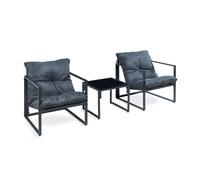 Conjunto de muebles de jardín karg mesa + 2 sillones - gris oscuro [casa.pro]
