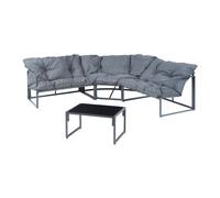 casa.pro Conjunto de Muebles de Jardín Exterior Karg Mueble para Patio 3 Plazas - 1 Sofá Modular con Cojines y Respaldo 1 Mesa de Centro Material Resistente - Gris Oscuro y Negro