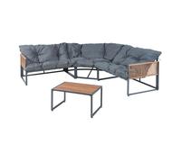 casa.pro Conjunto de Muebles de Jardín Exterior Karg Mueble para Patio 3 Plazas - 1 Sofá Modular con Cojines y Respaldo 1 Mesa de Centro Material Resistente - Gris Oscuro y Efecto Ratán