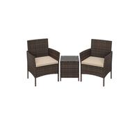 Conjunto de Muebles de Jardín Ratán Marrón y Topo