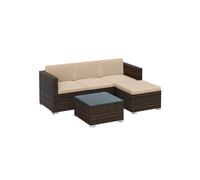 Conjunto de Muebles de Jardín Ratán Marrón y Topo