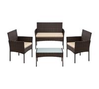 Conjunto de Muebles de Jardín Ratán Marrón y Topo