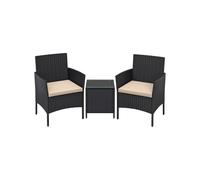 Conjunto de Muebles de Jardín Ratán Negro y Topo