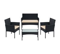 Conjunto de Muebles de Jardín Ratán Negro y Topo
