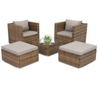 Conjunto de muebles de jardín Roma Terrace en technorattan + 2 pufs Garden Point marrón