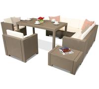 Conjunto de muebles en technorattan Colorado Comida 7 Bica color cappuccino