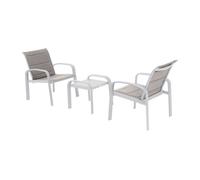 Conjunto de muebles exterior elyn jardín terraza 3 piezas estilo contemporáneo color blanco y beige