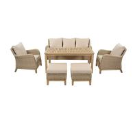 Conjunto de muebles Lola (6 pzs., Ratán sintético/Madera de acacia, Marrón)
