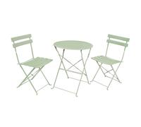 Conjunto de muebles para balcón orion mesa redonda y 2 sillas en color verde fresco