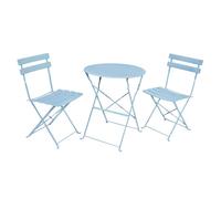 Conjunto de muebles para balcón orion mesa redonda y 2 sillas en elegante color azul