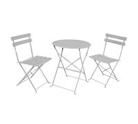 Conjunto de muebles para balcón orion mesa redonda y 2 sillas en elegante gris