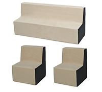 Conjunto de muebles para ninos: 2x sillón+sofá relajante (color: beige-gris)