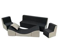 Conjunto de muebles para ninos: 2x sillón+sofá+sofá cama relajante (color: gris-beige)