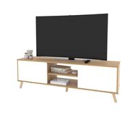 Conjunto de muebles salón, mueble de tv, aparador y librería oslo blanco mate y roble gold