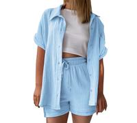 Conjunto de mujer de 3 piezas de verano casual en camisa de crop top sin mangas y pantalones cortos casuales chándal de playa correr deporte casual conjuntos acanalados lounge set chic loungewear