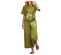 Conjunto de mujer deportivo ancho ligero talla grande camisa + pantalones casuales verano elegante chándal curvy gimnasio conjuntos verano manga corta cómodo jogging chándal casa, Ag, 3XL