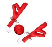 Conjunto de Nariz de Cuernos de Renos de Coche Conjunto de Coche de Renos Divertidos Lindos Campanas de Decoración de Navidad Ambiente (Rojo)