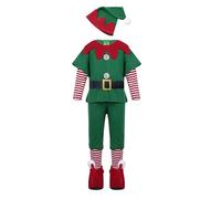 Conjunto De Navidad Disfraz Elfo Disfraz De Trajes Ropa Vestido Adultos Familia Niños NiñA Hombre Mujer Elfo Carnaval Sombreros Calcetines Disfraces De ActuacióN Fiesta NavideñA Para Padres E Hijos