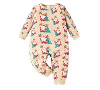 Conjunto de Navidad genérico mameluco impreso para bebé niño, mono de manga larga y cuello redondo para el cuello, traje de juego festivo para las vacaciones (Beige, 12-18 meses)