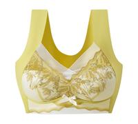 Conjunto de niña de 4 años para mujer corrección sujetador sexy up inalámbrico sujetador transpirable brazo para mujeres mayores Everyday Body sexy en vinilo, amarillo, L