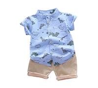Conjunto de niño para bebé Trajes Niños Boda Estampado Tractor Manga Corta Polo Shirt Pantalones Traje Casual Ropa 2 Piezas 1-6 años