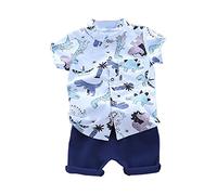 Conjunto de niño para bebé Trajes Niños Boda Estampado Tractor Manga Corta Polo Shirt Pantalones Traje Casual Ropa 2 Piezas 1-6 años