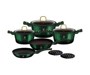 Conjunto de ollas Berlinger Haus METALLIC EMERALD aluminio forjado verde 10 piezas