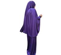 Conjunto de oración de dos piezas (pañuelo para la cabeza + falda) talla única Khimar elástico licra ideal para todos los días/viaje/hajj/umrah/mezquita/madrassa/ramadán/Eid/regalo, Morado
