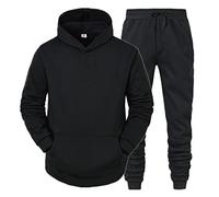 Conjunto de otoño e invierno para hombre, conjunto de otoño e invierno, color sólido, suéter con cremallera, pantalones, traje deportivo a rayas para hombre, traje de 3 piezas, Negro, L