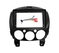 Conjunto de Panel de Radio para Mazda 2 2007-2014 9 Pulgadas Radio Coche Reproductor Marco Carcasa 2Din Unidad Principal Fascia Panel Cubierta Tablero Kit Montaje Autoradio(Frame Cable)