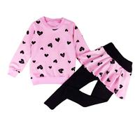 Conjunto de pantal n y leggings con estampado de corazones para ni as DDSOL, 2 piezas, sudadera rosa con capucha, top y falda tut para tallas 2