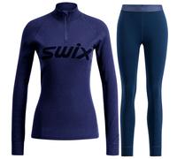 Conjunto de pantalón y media cremallera Swix RaceX Merino, mujer, azul marino