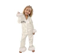 Conjunto de Pantalone Infantil Femenino con Diseño Moderno y Estampado Encantador para Niñas Prendas de Vestir Cómodas de Manga Larga Incluye Camisa y Pantalones (Beige, 4-5 Years)